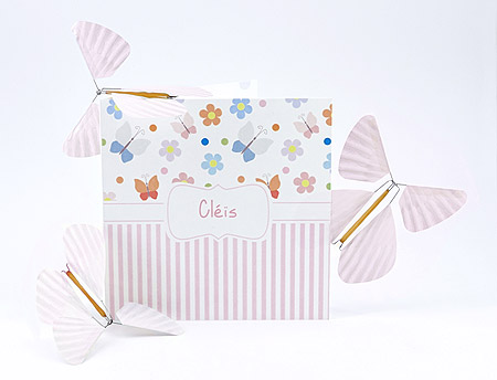 Papillon Magique Rose Carte