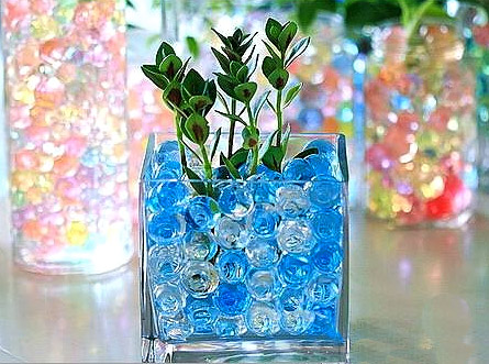 Billes Perles d'Eau Bleu Turquoise Décoration Verre Vase