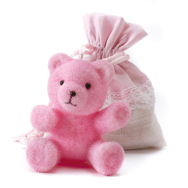 Petit Nounours Rose Deco Bapteme Fille