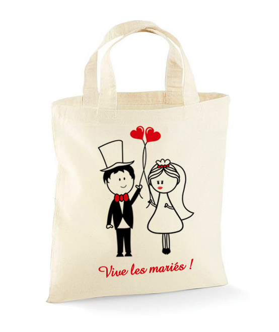 Petit Sac Tote Bag Coton Vive les Mariés