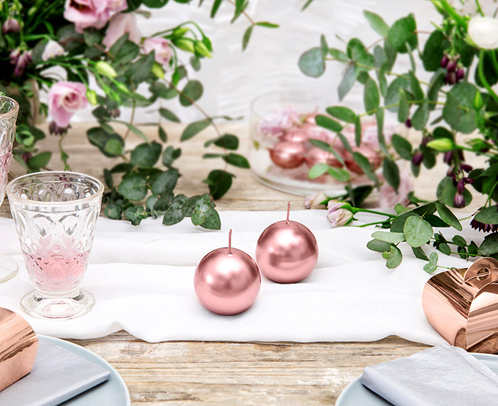 Petite Bougie Boule Ronde Rose Gold