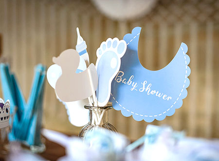 Kit photobooth Baby Shower ciel