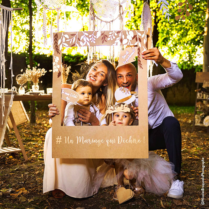 Kit Photobooth Mariage Cadre Kraft Rose Gold