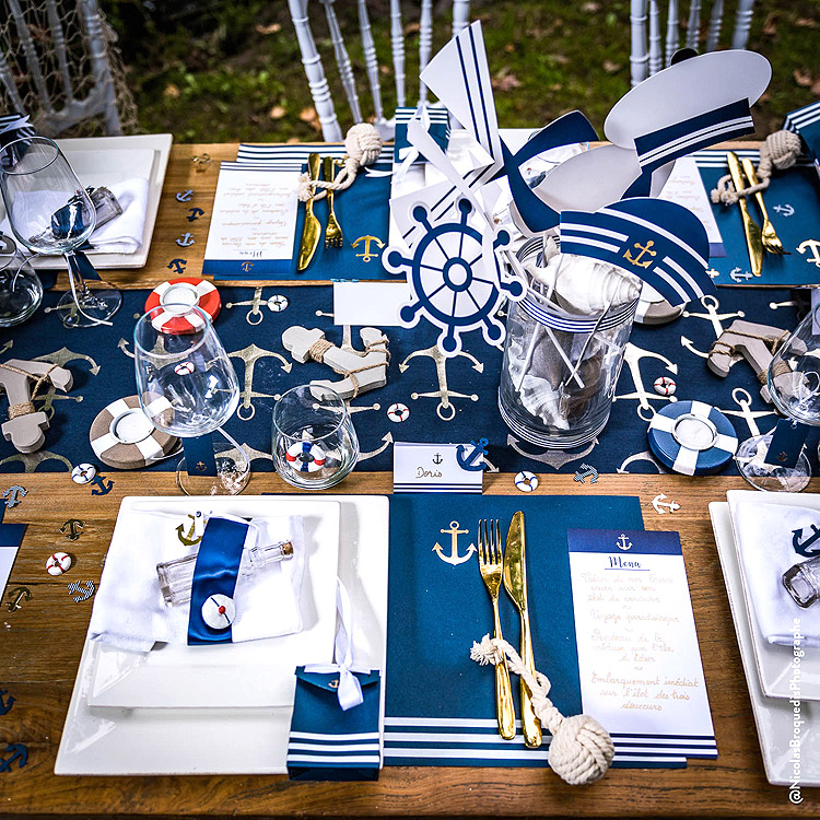 Décoration Table Mariage Thème Mer Bleue Marine Originale