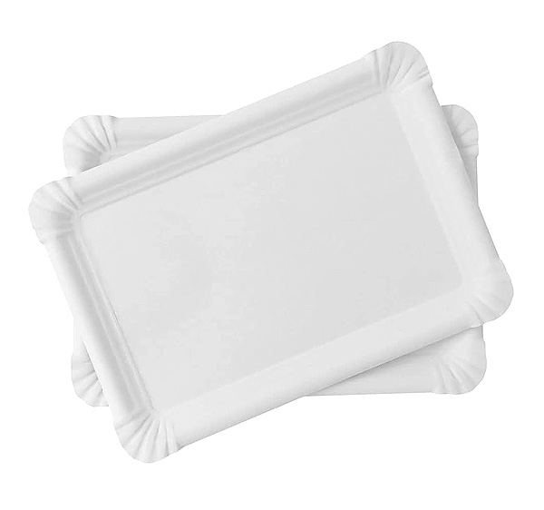 lot 50 plateaux) plateau de présentation en plastique rectangulaire argent  35 x 24cm - La Poste