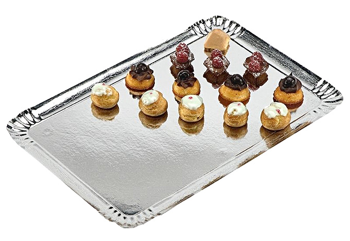 Plateau Présentation en Carton Gris avec Desserts