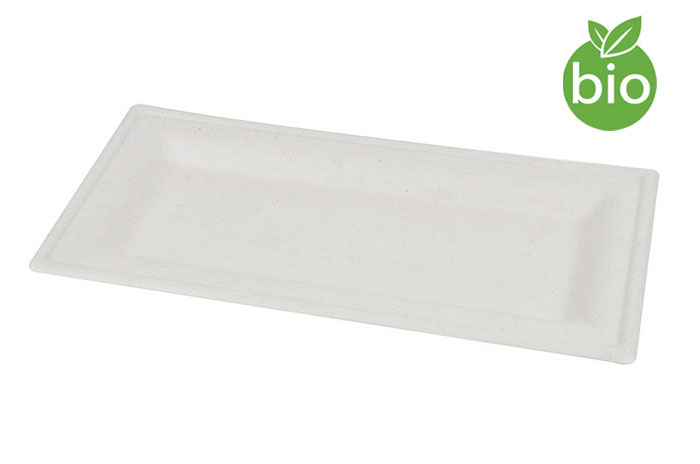 Plateau Fibre Canne à Sucre Biodégradable Blanc