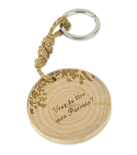 Porte Clef Cadeau Veux-tu être mon Parrain en Bois