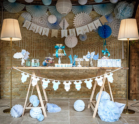 Décoration guirlandes Baby Shower Ciel