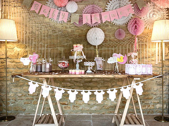 Présentation Baby Shower rose