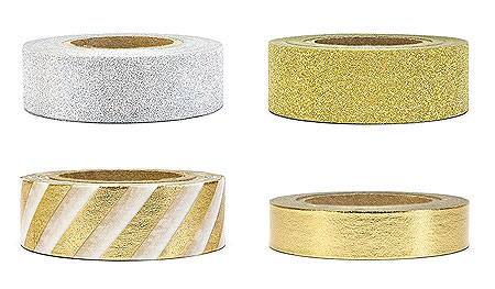 Ruban Adhésif Washi Tape x 4 Or et Argent