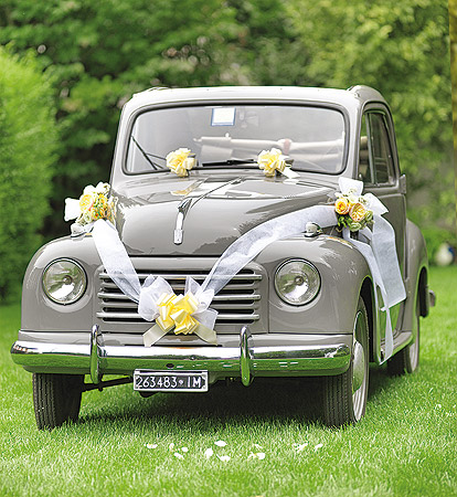 Ruban Noeud Intissé Blanc Déco Voiture Mariage