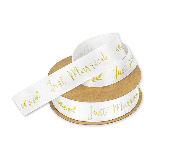 Ruban Satin Blanc Just Married Or Pas Cher