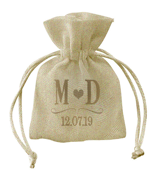 Sachet de dragées en lin, mariage vintage et romantique