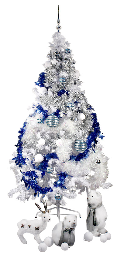 Le Sapin de Noel Artificiel Blanc Argenté 1m80 avec pied