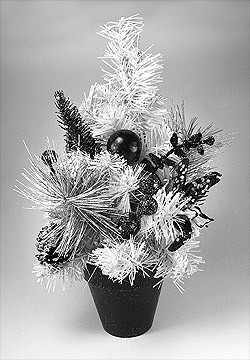 Le Sapin de Noel de Table Blanc Noir et Argent 30cm