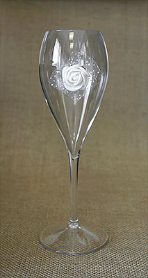 Verre et mini rose blanche adhésive