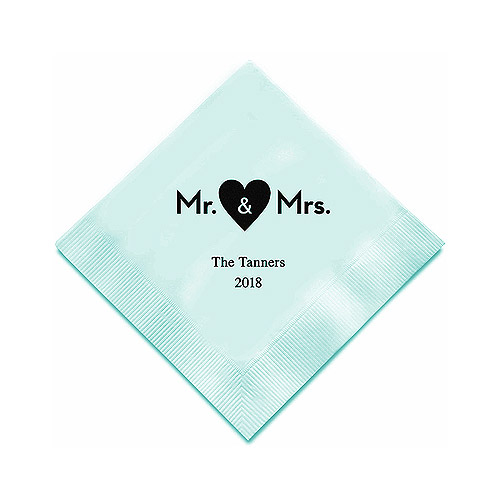 Serviette Apéritive Mariage Mr Mrs Personnalisable