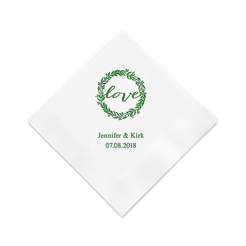 Serviette Buffet Personnalisée Love Couronne Laurier Vert