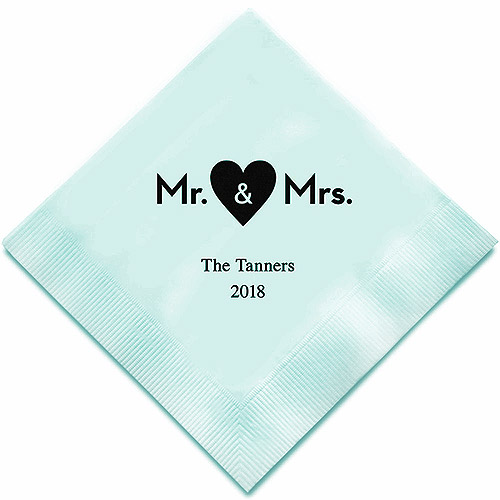 Serviette de Table Mariage Mr Mrs à Personnaliser Imprimer