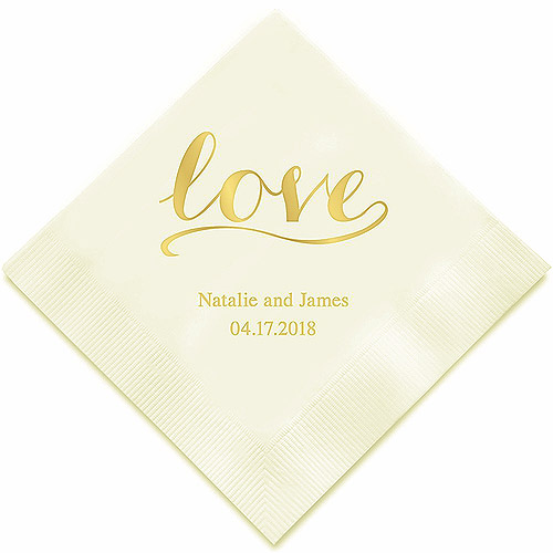 Serviette Table Papier Marquage Prénoms Date Love
