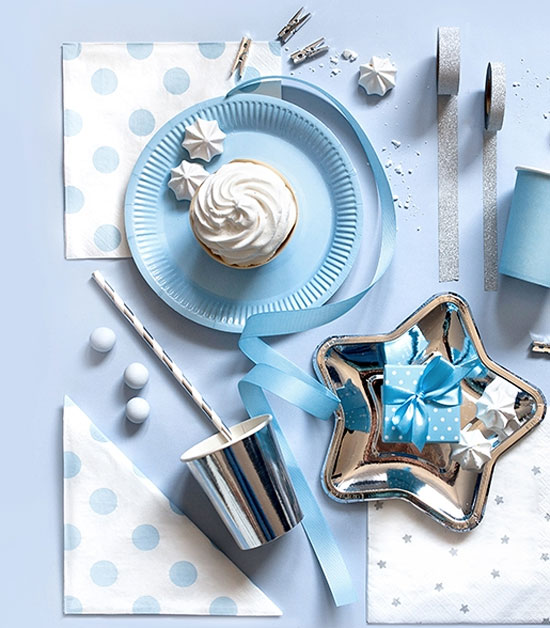 Assiette jetable en carton bleu x10