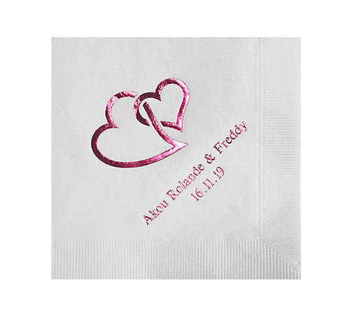 Petite Serviette Personnalisée Mariage Impression Fuchsia