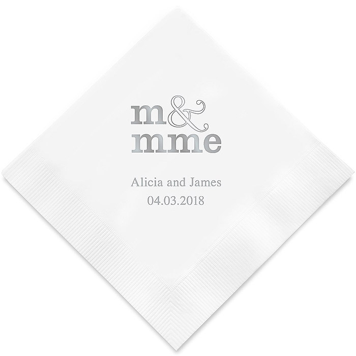 Monsieur & Madame white satin mariage serviettes ou le personnaliser