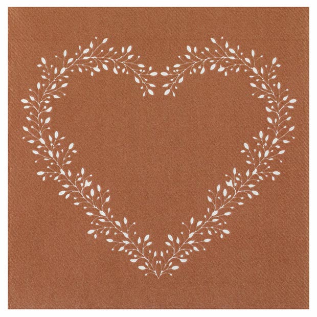 Serviettes Airlaid Liseré Coeur Bronze