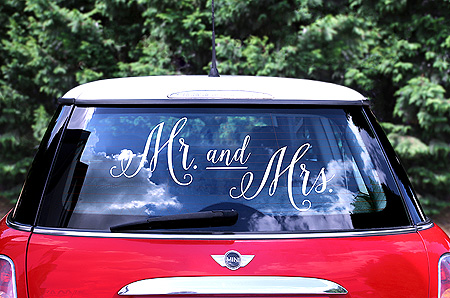 Sticker Autocollant Mr Mrs Déco Voiture Mariage Sans Trace