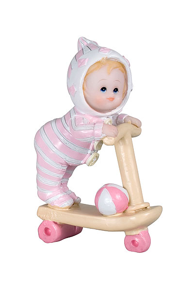 Petite Figurine Sujet Bapteme Fille Trottinette x1