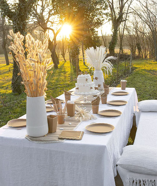 Serviettes en papier 40 ans, déco de table anniversaire blanc & or