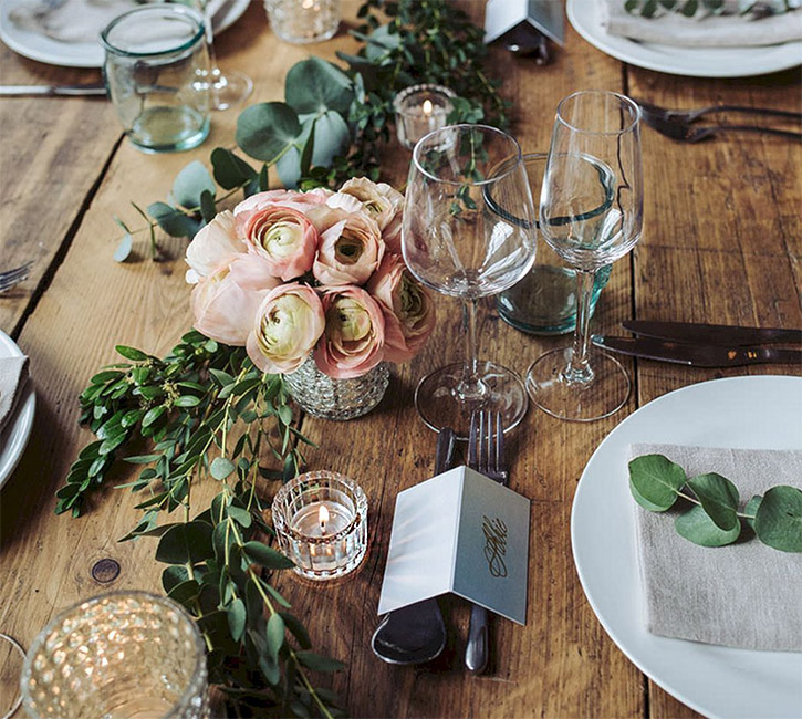 Table mariage naturel photophore en verre