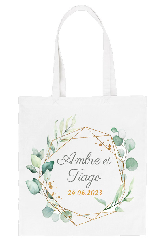 Tote Bag Personnalisé Cadre Géométrique Botanique