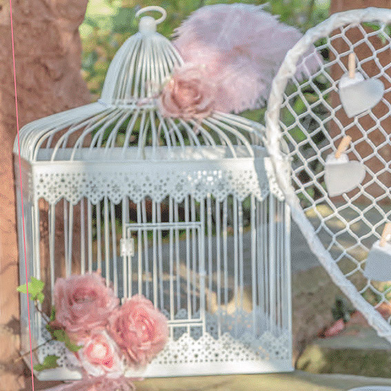 Cage Urne Métal Blanc Vintage Luxe Xxl Nos Ballons Et