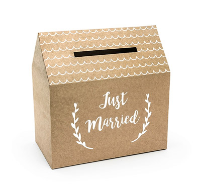 Urne Kraft Maison Mariage Just Married