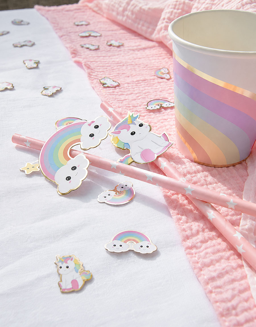Decoration Table Anniversaire Licorne et arc en Ciel Multicouleurs