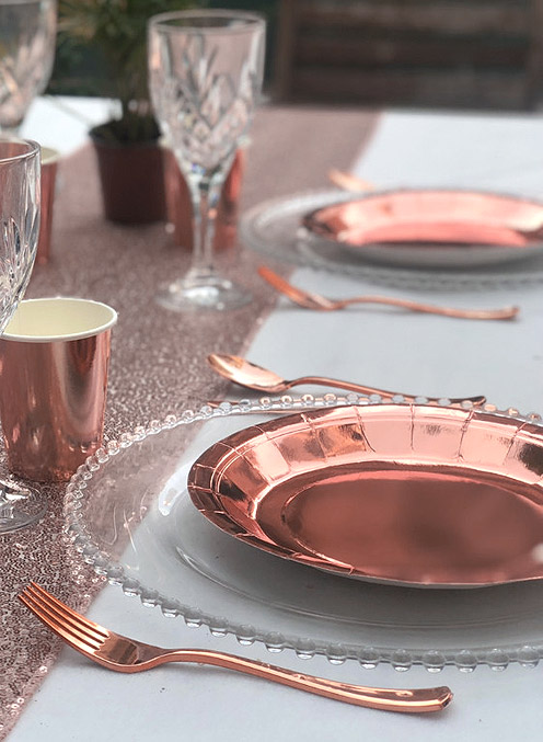 5 pailles en inox réutilisable rose gold