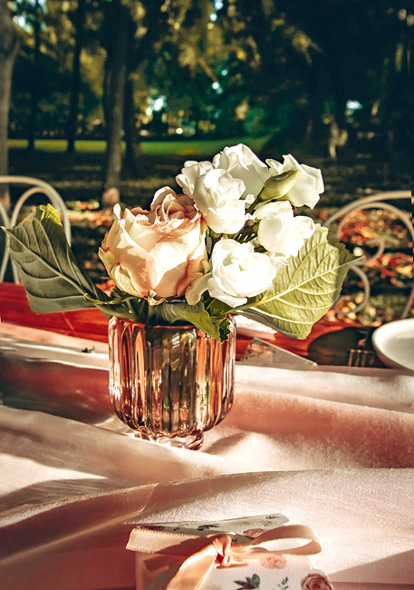 Flûte à champagne verre au reflet rose