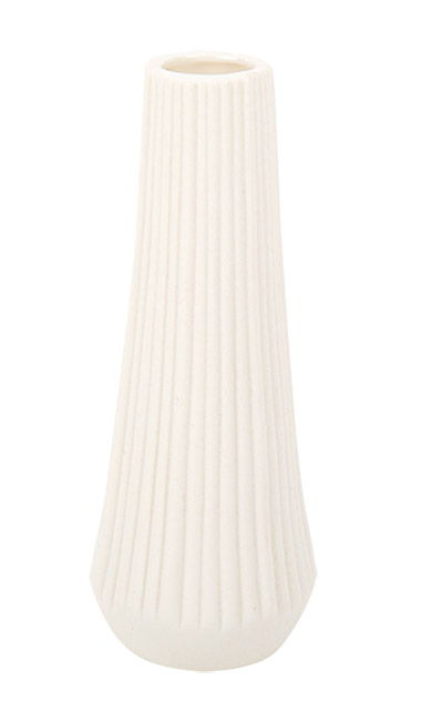 Vase Fin en Céramique Rainuré Blanc