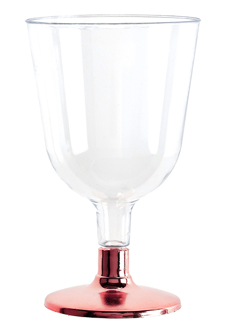 Verres à Pied Plastique Réutilisables Rose Gold x6