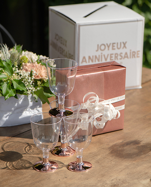 VERRE à Vin pied Blanc en plastique cristal jetable 16 cl - les 10